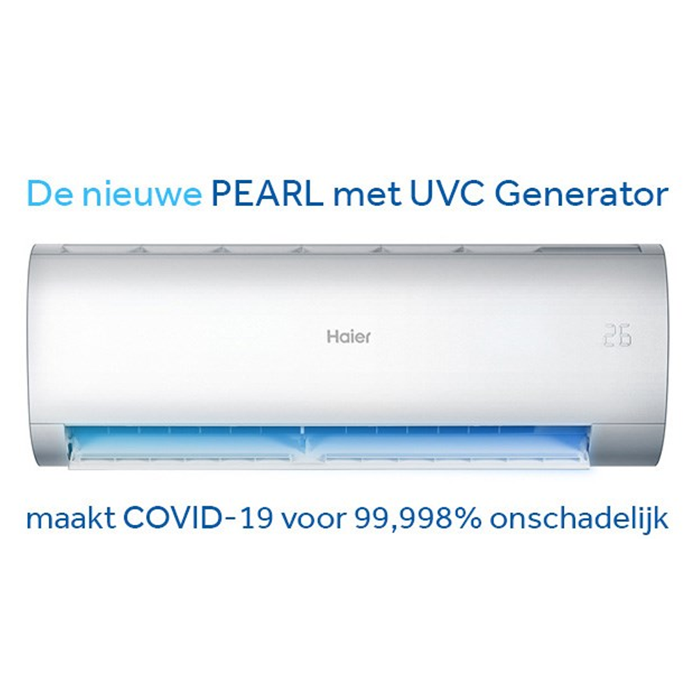 bruid bevel Authenticatie Haier Duo-Split "Pearl" 5.0 kW Outdoor + 2x 3.5kW Indoor COOL&HEAT + WiFi &  UVC - Virus Generator - Aircoplaza Zwolle
